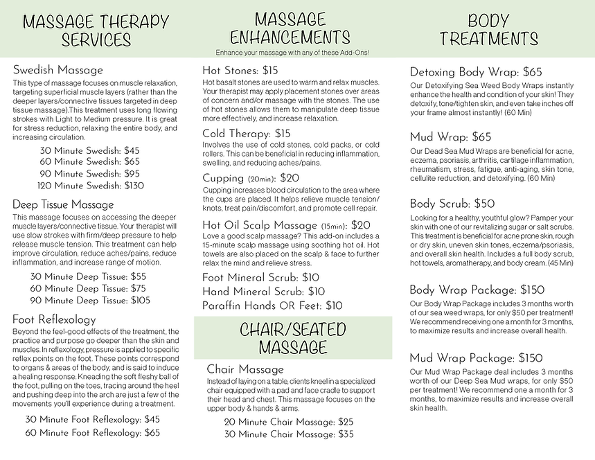Service Menu The Skin Lab Day Spa